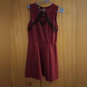 Burgundy dress with black accents